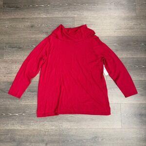 Chicos Sz‎ XL 3 Red Cashmere Blend Cowl Neck Sweater Top NWT Top Cozy Romantic